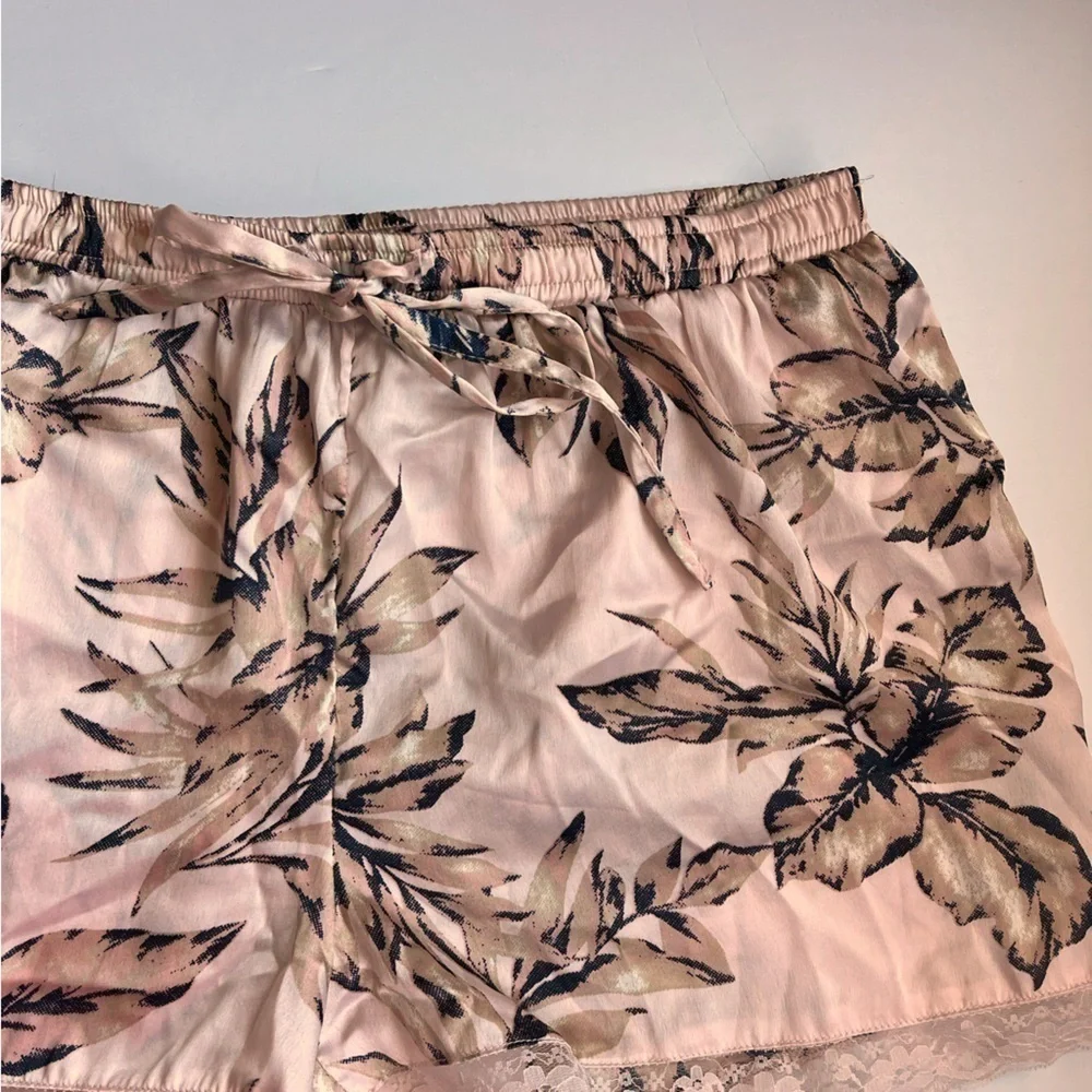 House of Harlow 1960 • Pink Tropical Floral Satin Pajama Shorts